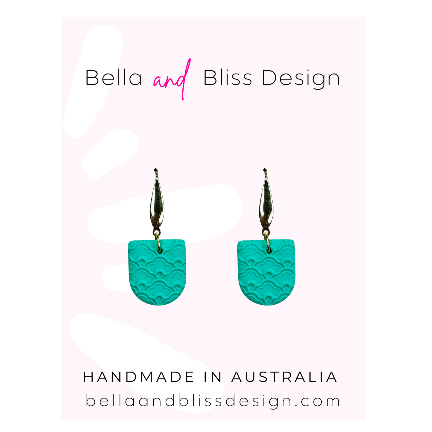 Indie// Embossed // Clay Dangle Earrings // White, Mint, Pink