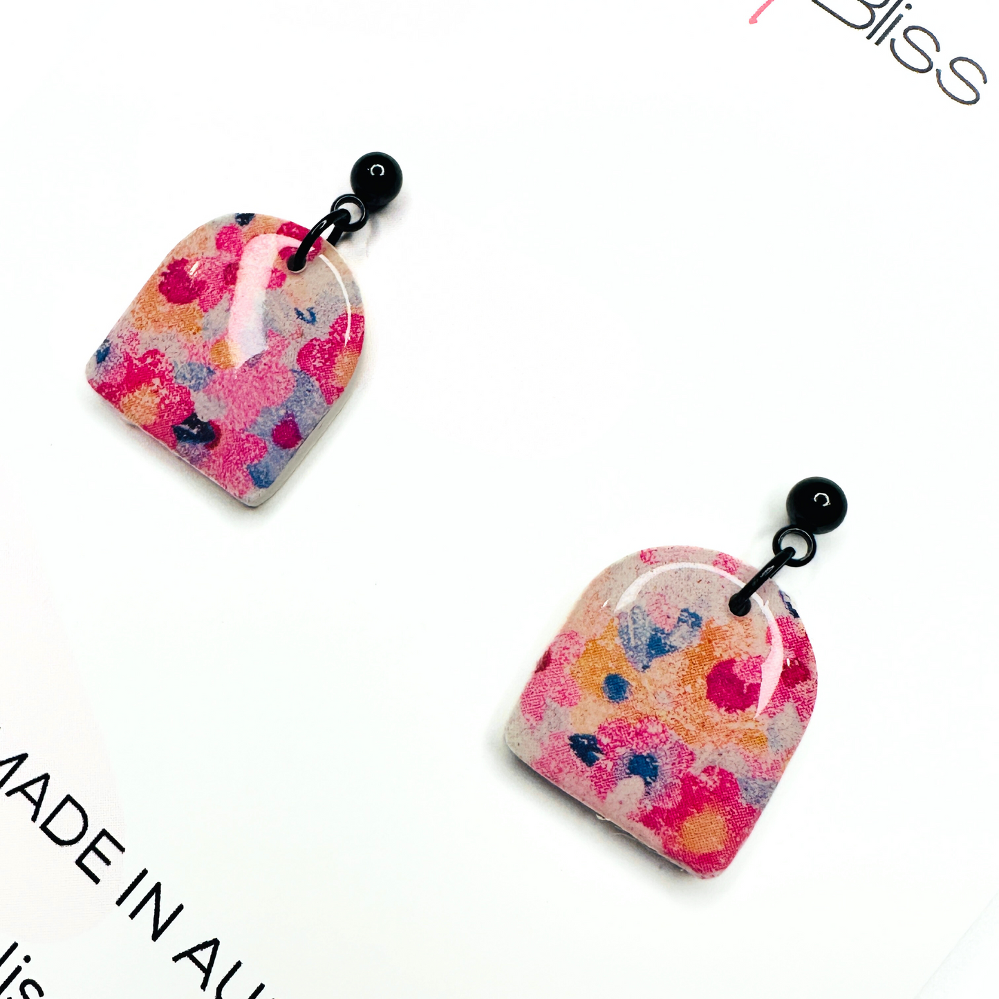 Arch // Spring Bloom // Clay Dangle Earrings // Pink, Yellow, Blue, White