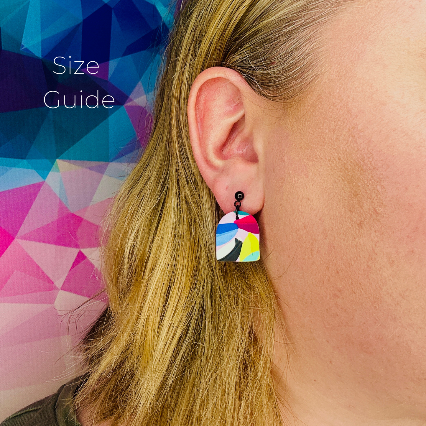 Earring size guide on person