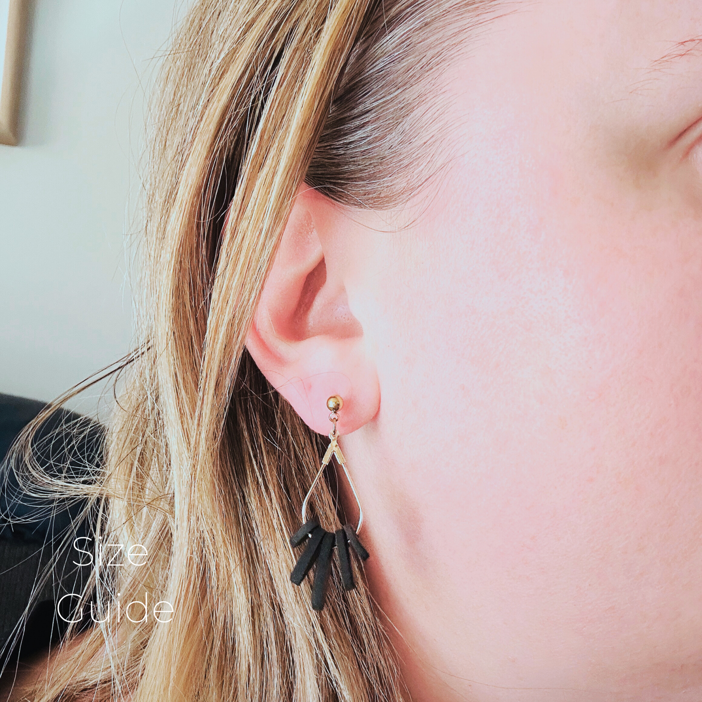 Earring size guide on person