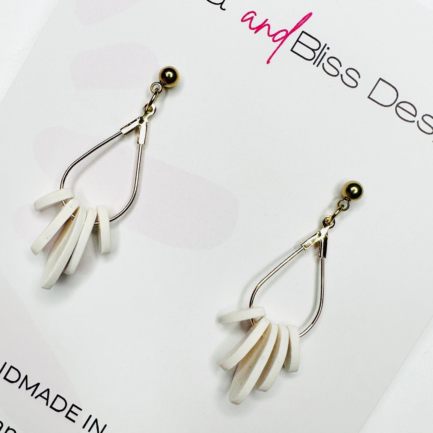Faith // Clay Dangle Earrings // Coral, Pink, Khaki, Black,White
