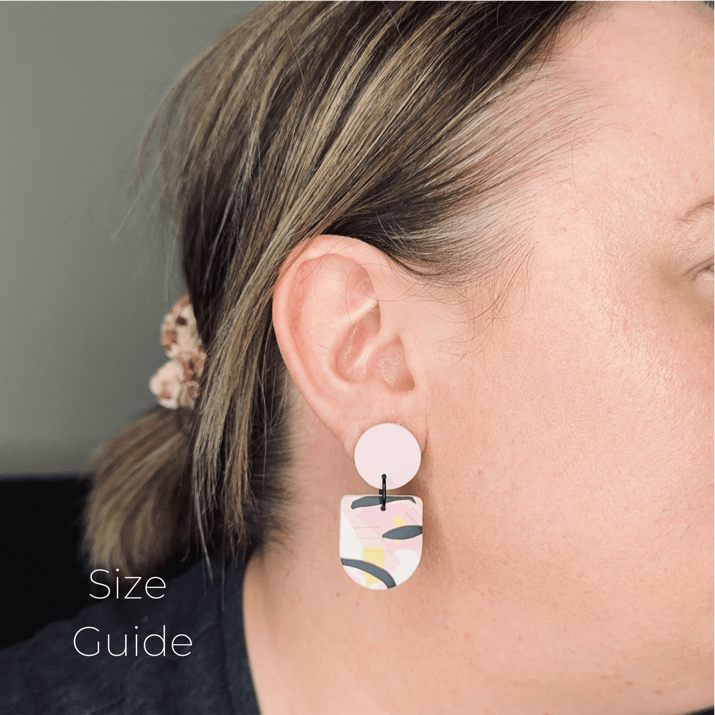 Earring size guide on person