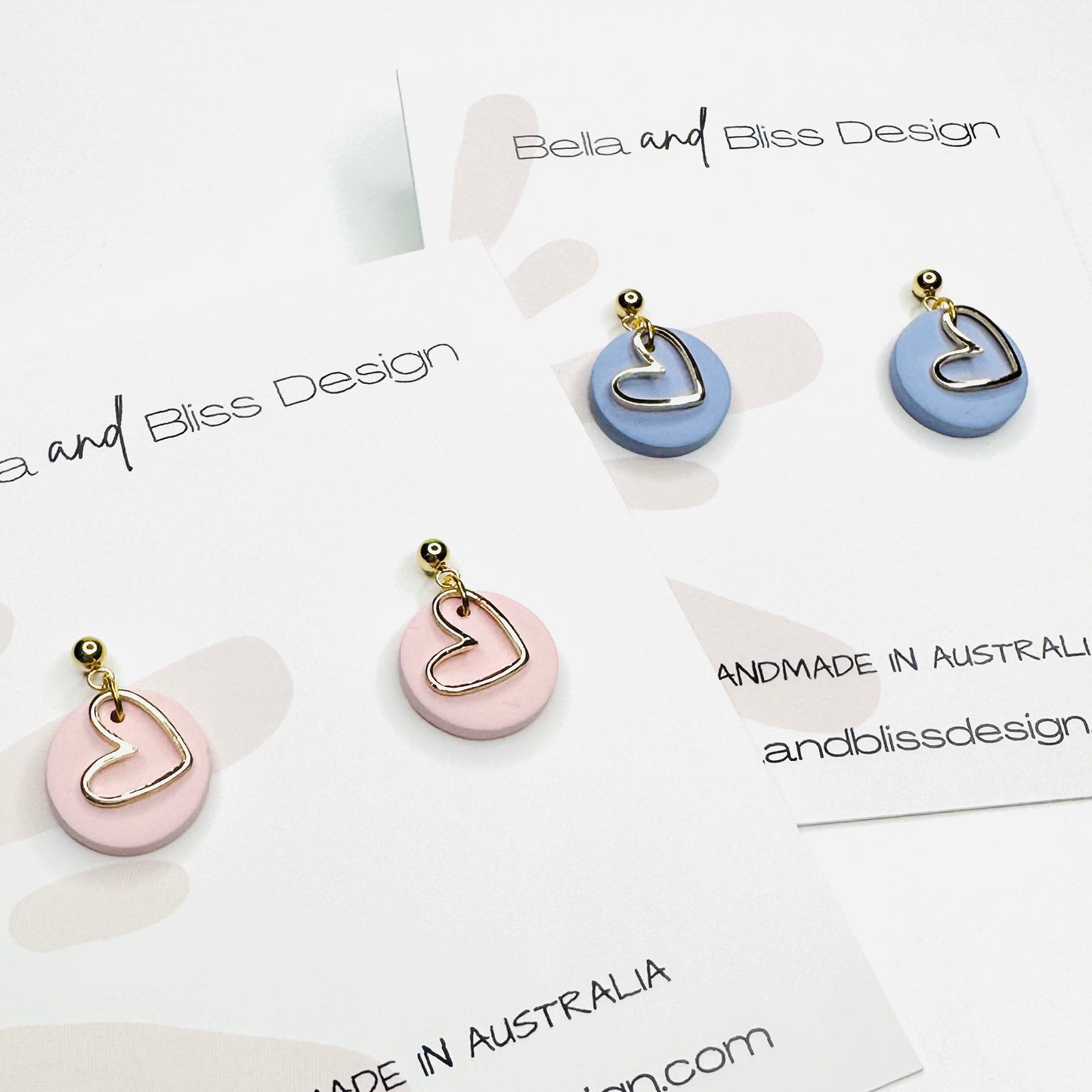 I Heart // Clay Dangle Earrings // Light Pink, Light Purple and Mint Green with a Heart
