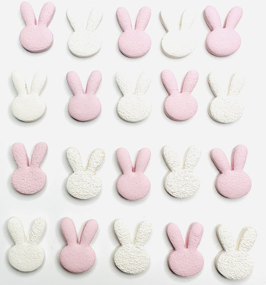 Bunny // Clay Stud Earrings // Pink and White