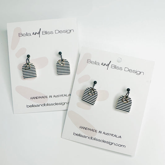 Arch // Monochrome Love Stripes // Clay Dangle Earrings // Black and White Stripes