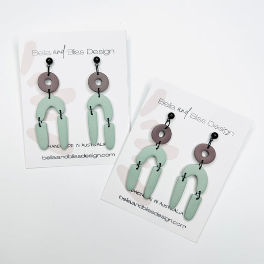 Bree // Clay Dangle Earrings // Green and Brown