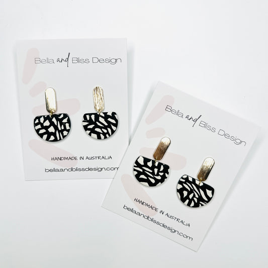 Quinn // Black and Ivory // Clay Dangle Earrings