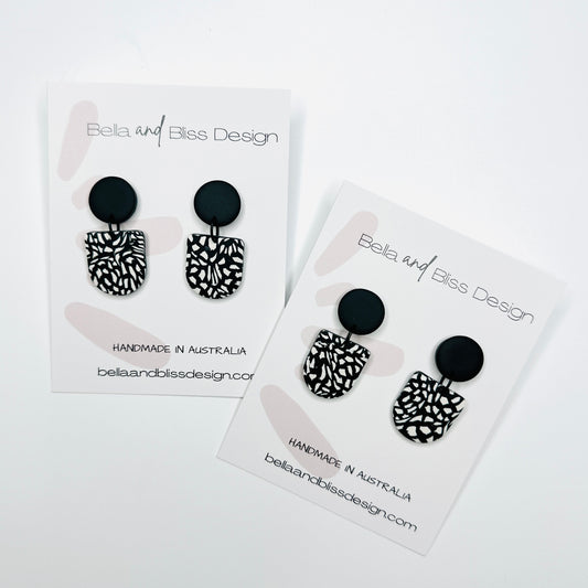 Frankie // Black and Ivory // Style 1 // Clay Dangle Earrings