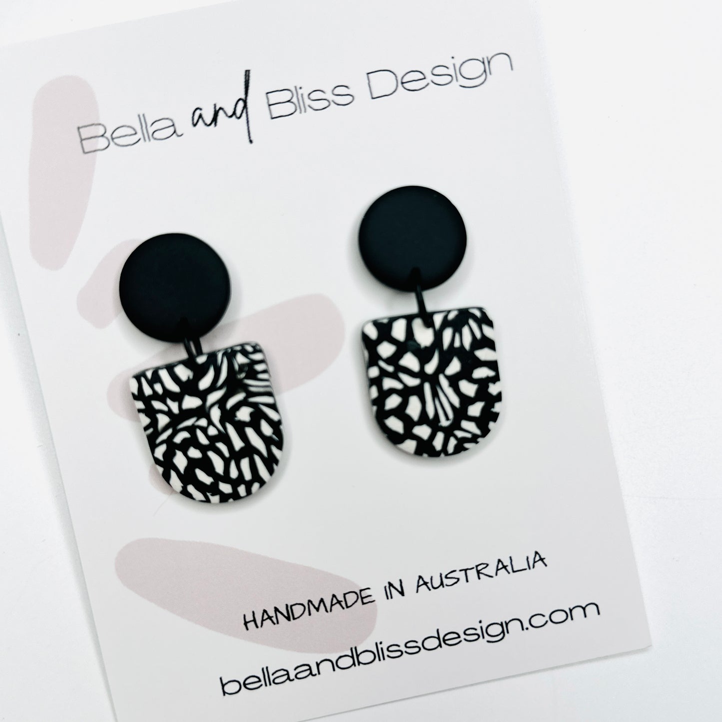 Frankie // Black and Ivory // Style 1 // Clay Dangle Earrings