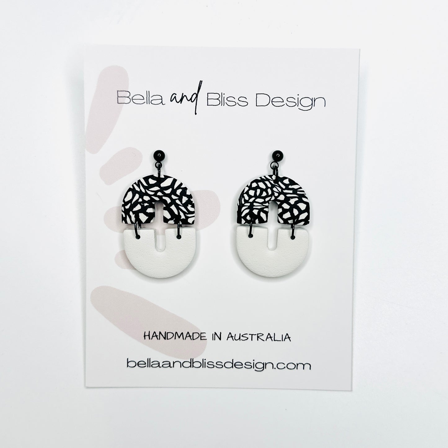 Annabella // Black and Ivory // Clay Dangle Earrings
