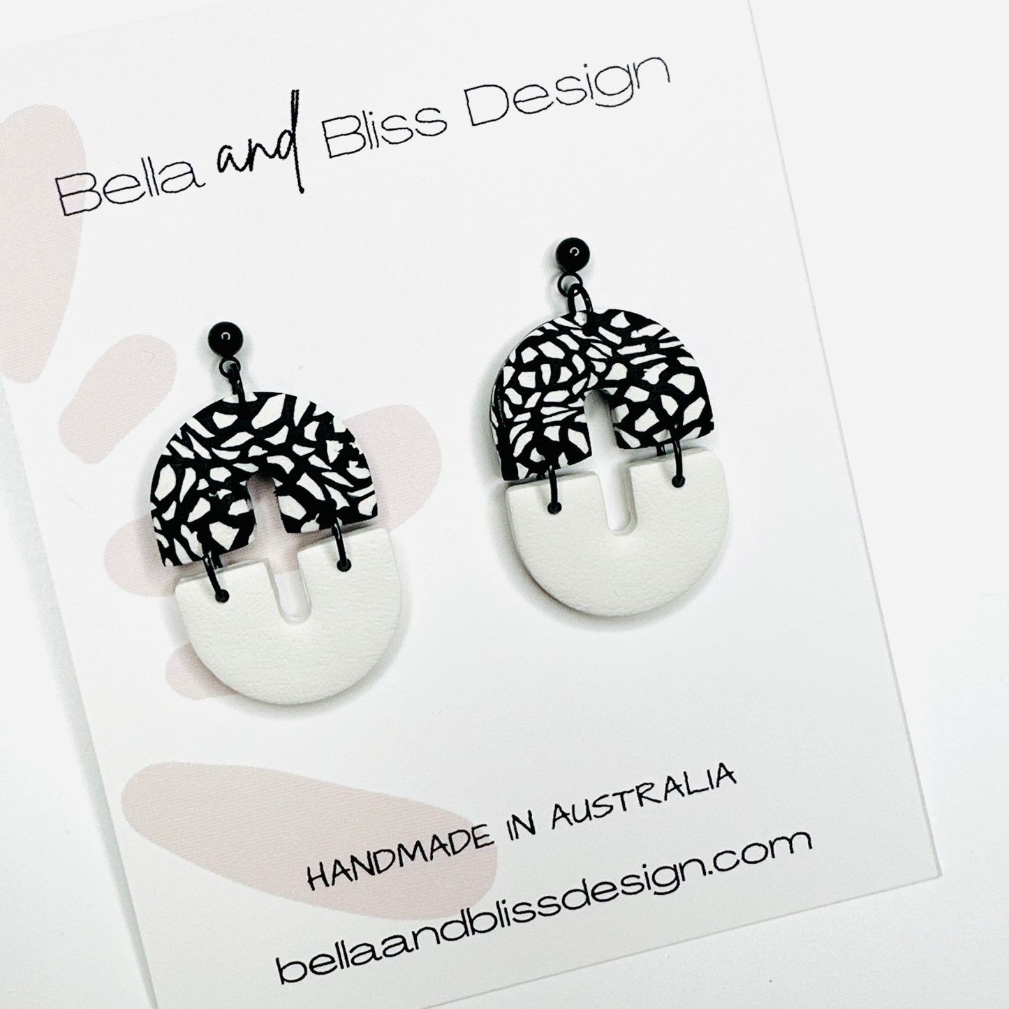 Annabella // Black and Ivory // Clay Dangle Earrings