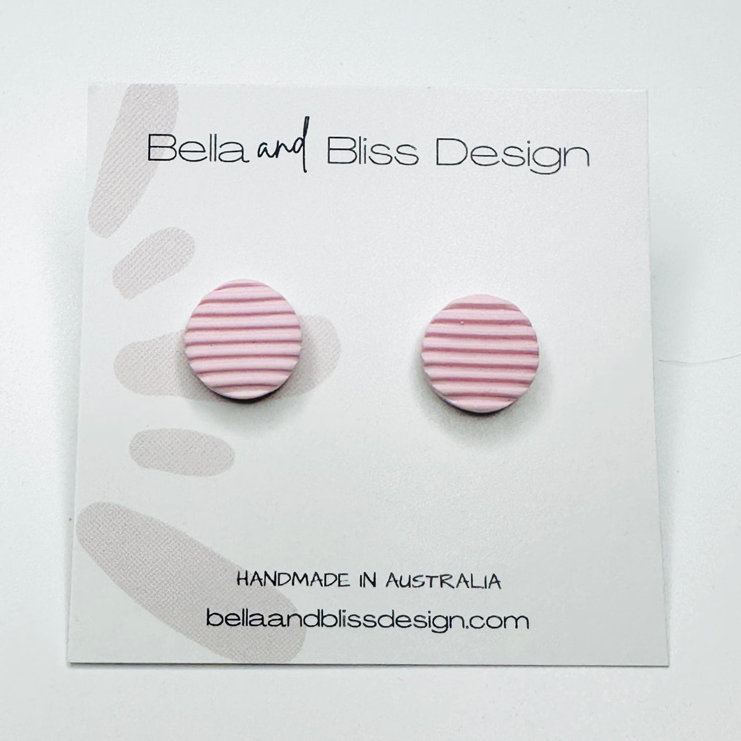 Melody // Clay Stud Earrings // Embossed //Line Green, Black, White, Jade, Brown, Peach, Pink, Lilac, Blue, Cream