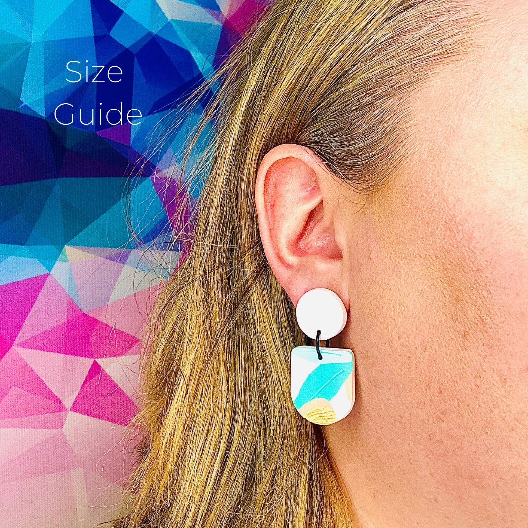 Frankie // Embossed // Clay Dangle Earrings // Coral, White