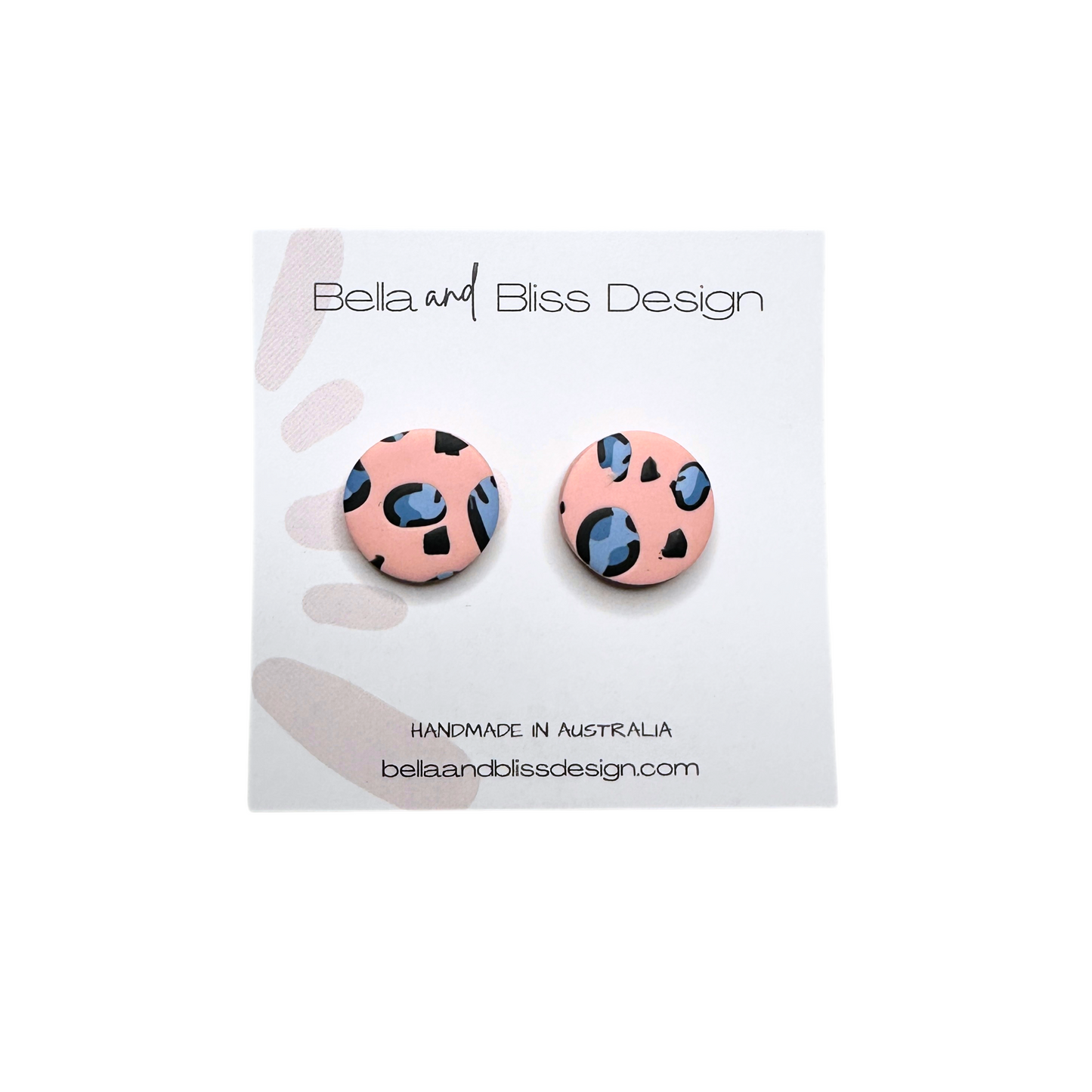 Large coral leopard print studs
