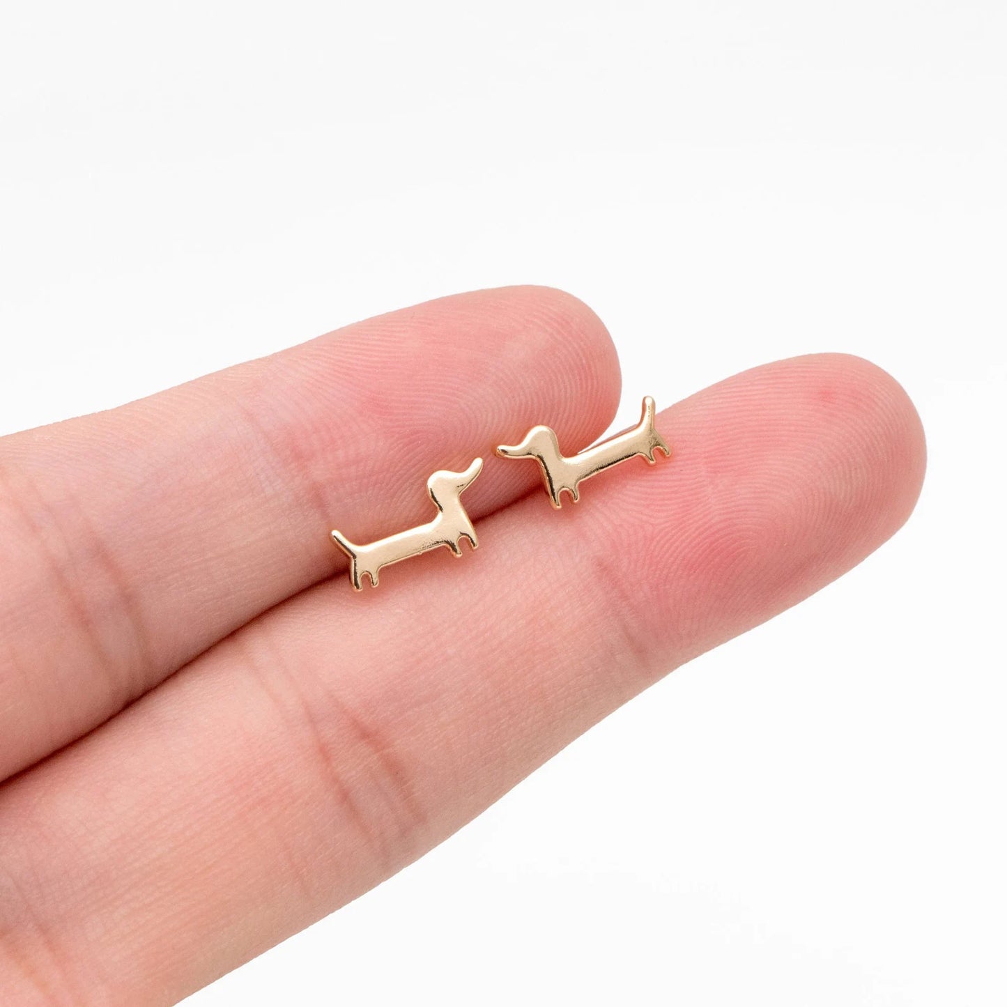 Dachshund // Mini Stud Earrings // Gold