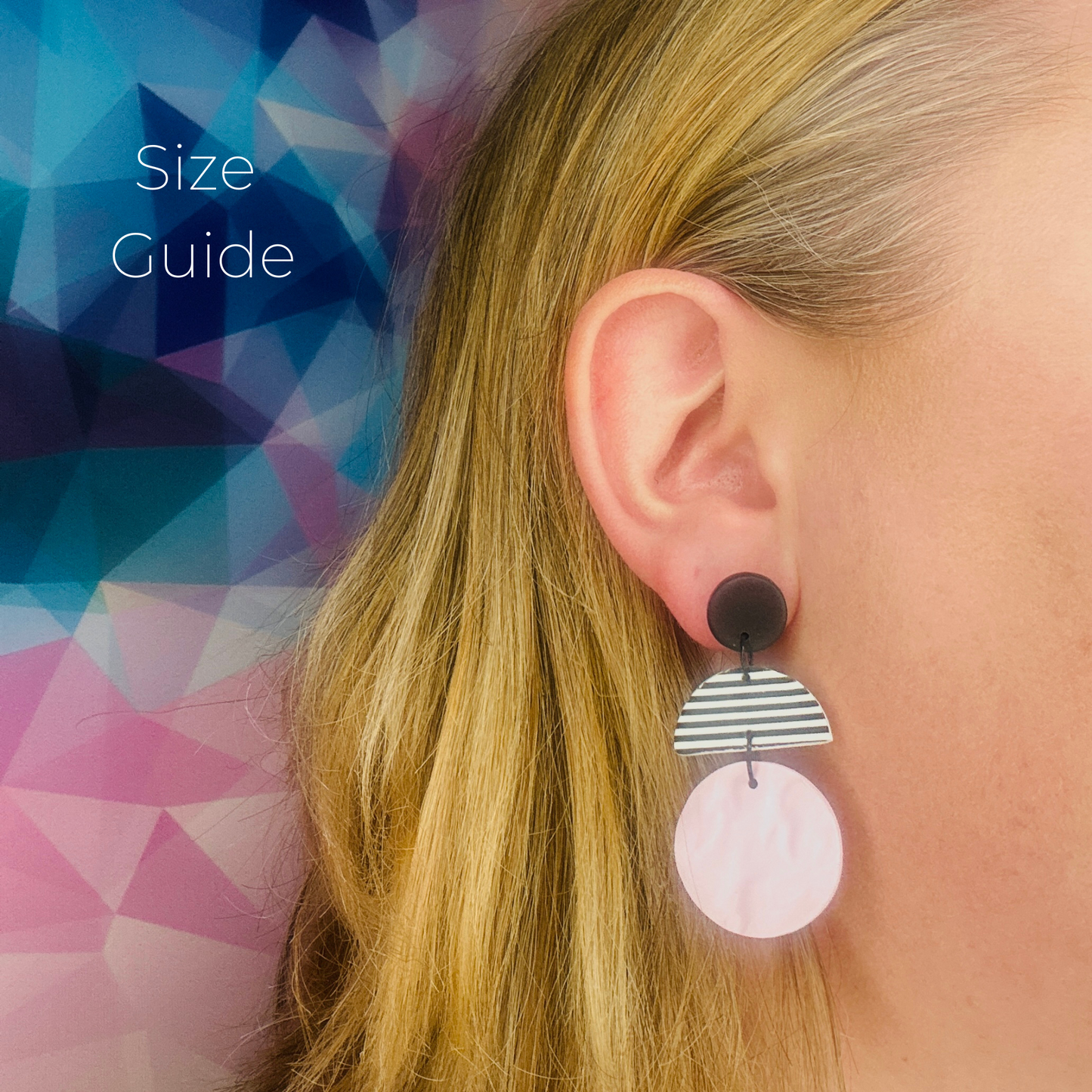 Harlow // Clay Dangle Earrings // Black, Stripes and Pink