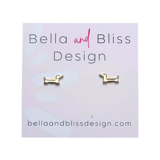 Dachshund // Mini Stud Earrings // Gold