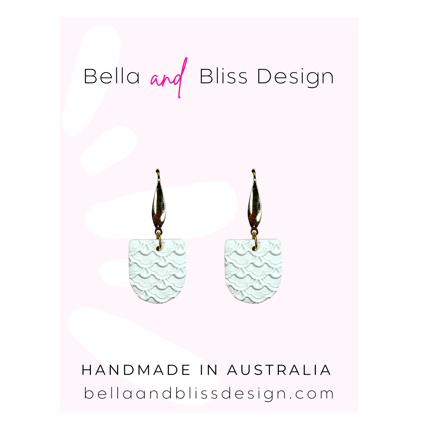 Indie// Embossed // Clay Dangle Earrings // White, Mint, Pink