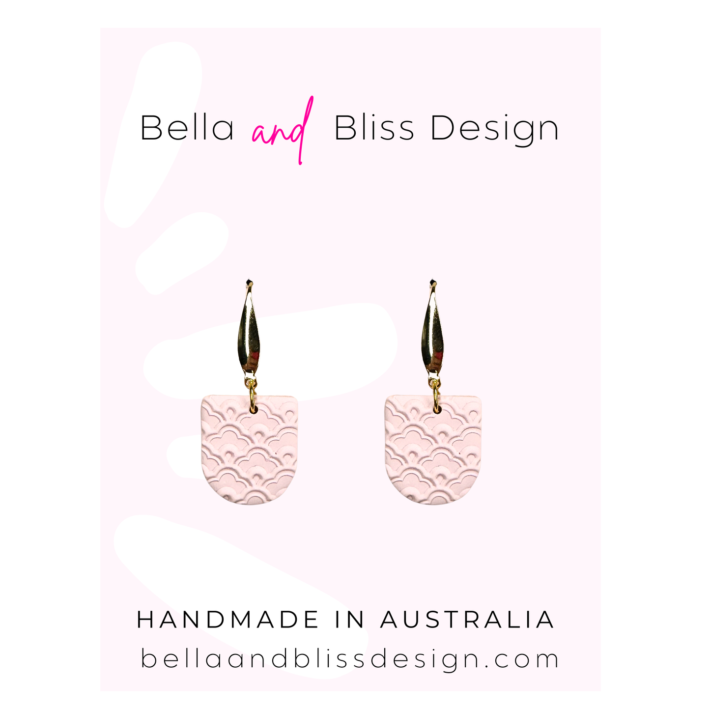 Indie// Embossed // Clay Dangle Earrings // White, Mint, Pink