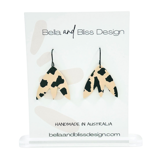 Tulip // Darcy // Clay Dangle Earrings // Beige and Black