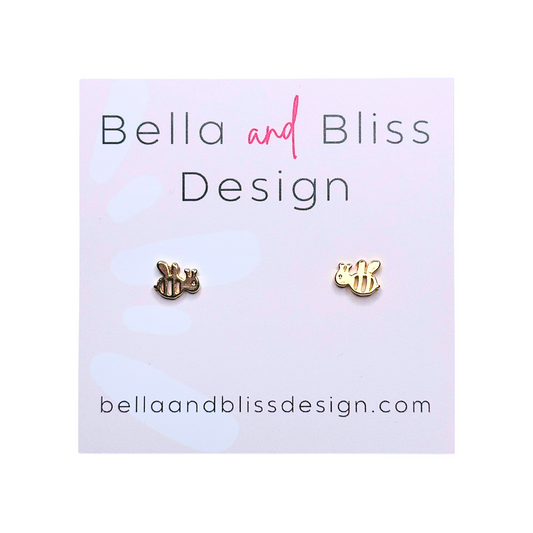 Bee // Mini Stud Earrings // Gold