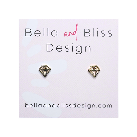 Diamond // Mini Stud Earrings // Gold