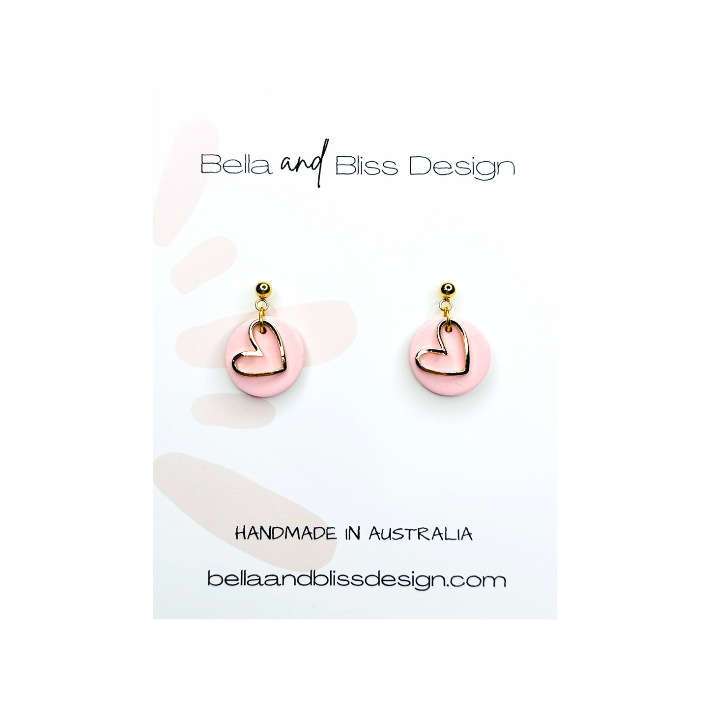 I Heart // Clay Dangle Earrings // Light Pink, Light Purple with a Heart