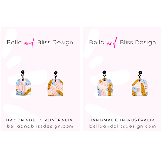Bella and Bliss Design earrings on a white background with brand name and 'Handmade in Australia' text.