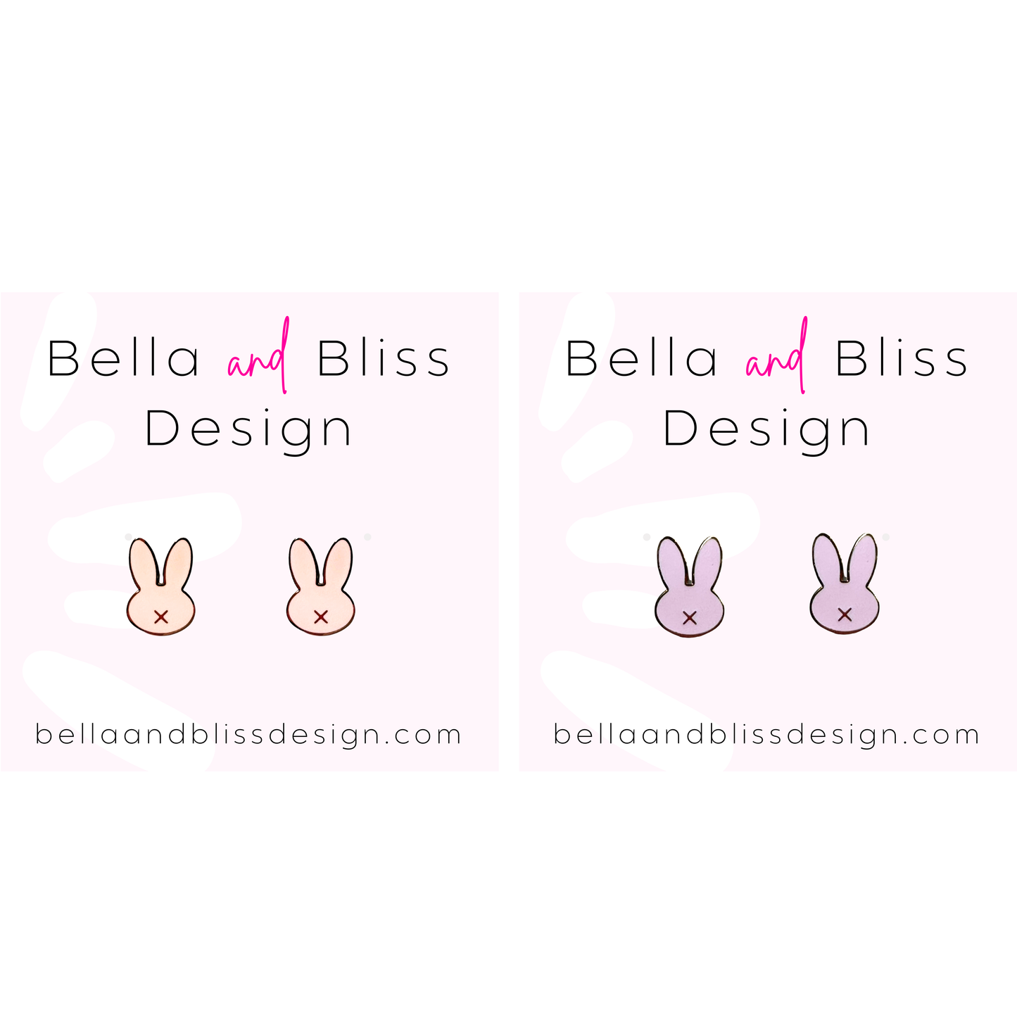 Bella and Bliss Design logo with cartoon bunnies on a white background