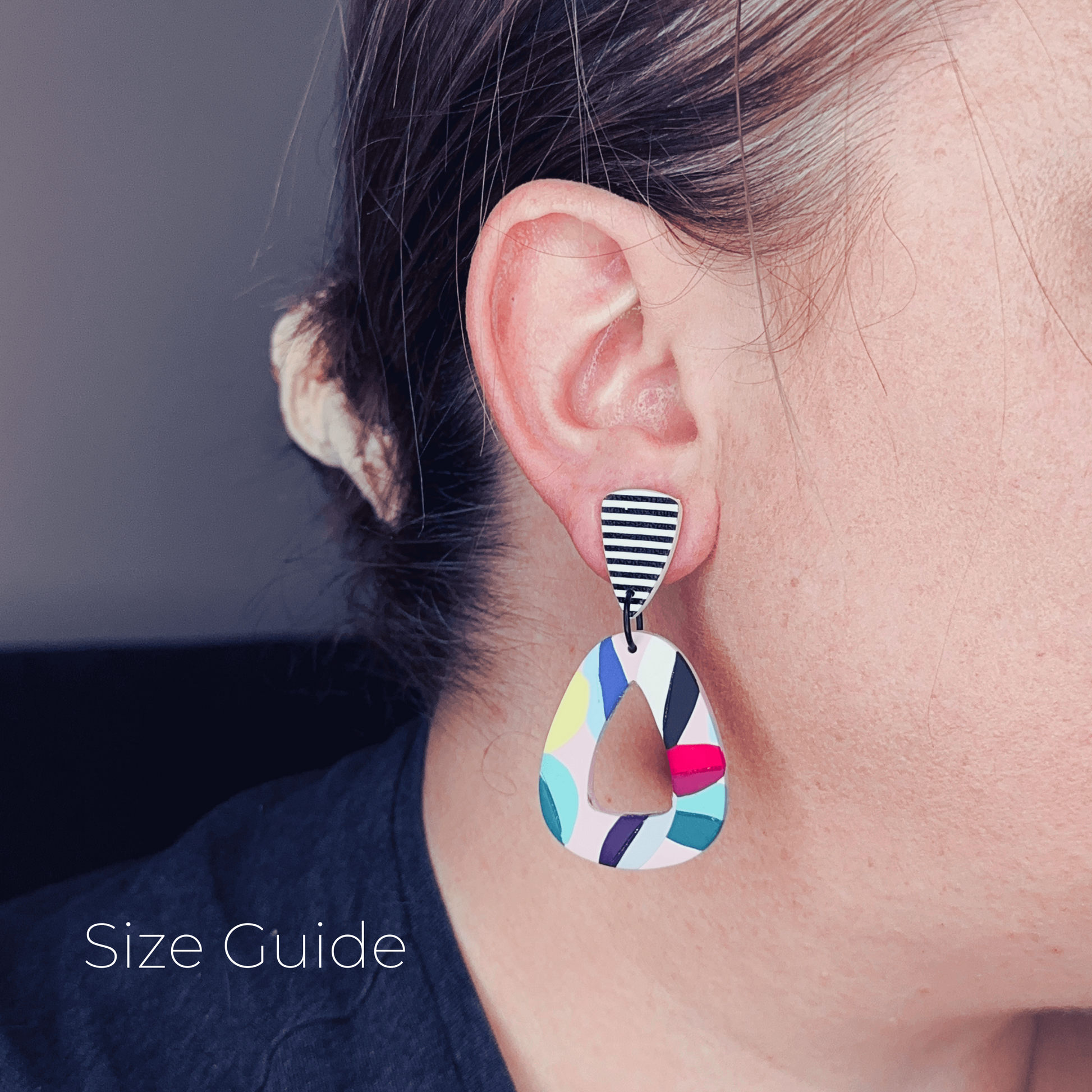 Earring size guide on person