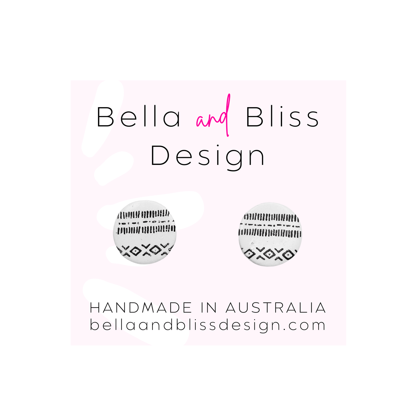 Bella and Bliss Design logo with two circular patterns on a pink gradient background