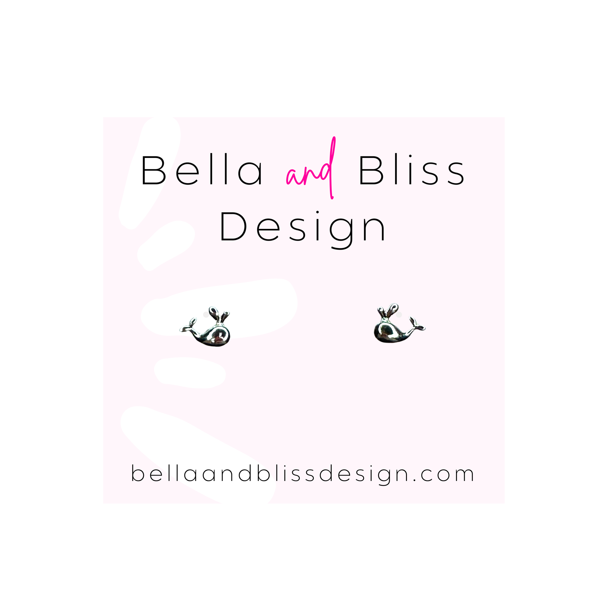 Bella and Bliss Design logo with website URL on a pink gradient background