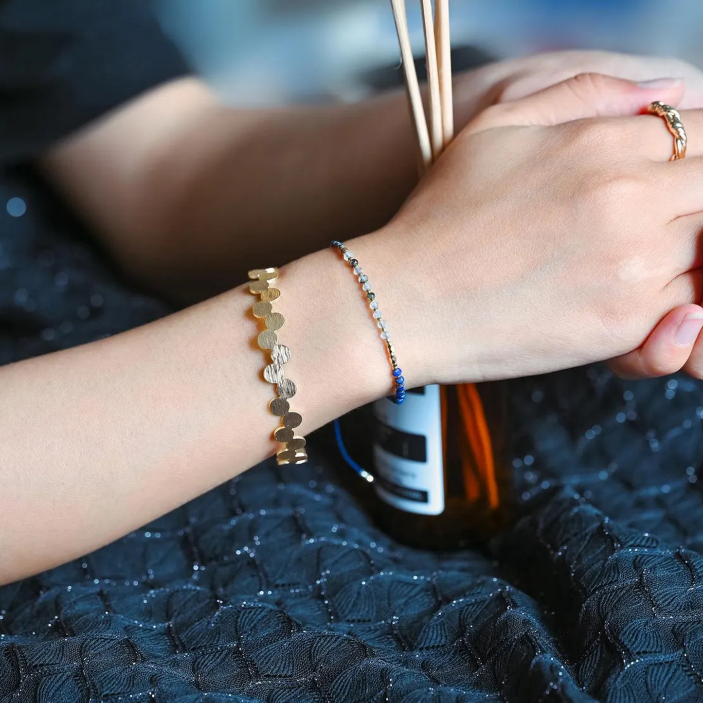 Halo bangle on a person's wrist