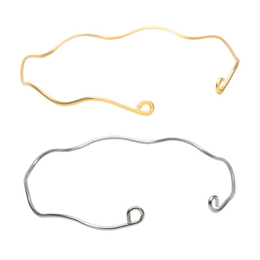 Gold plated and silver platelet wave bangle 