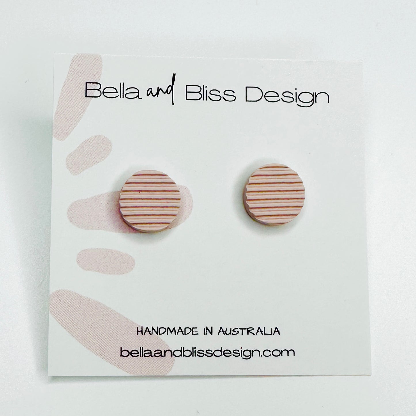 Melody // Stud Earrings // Embossed Line Green, Black, White, Jade, Brown, Peach, Pink, Lilac, Blue, Cream