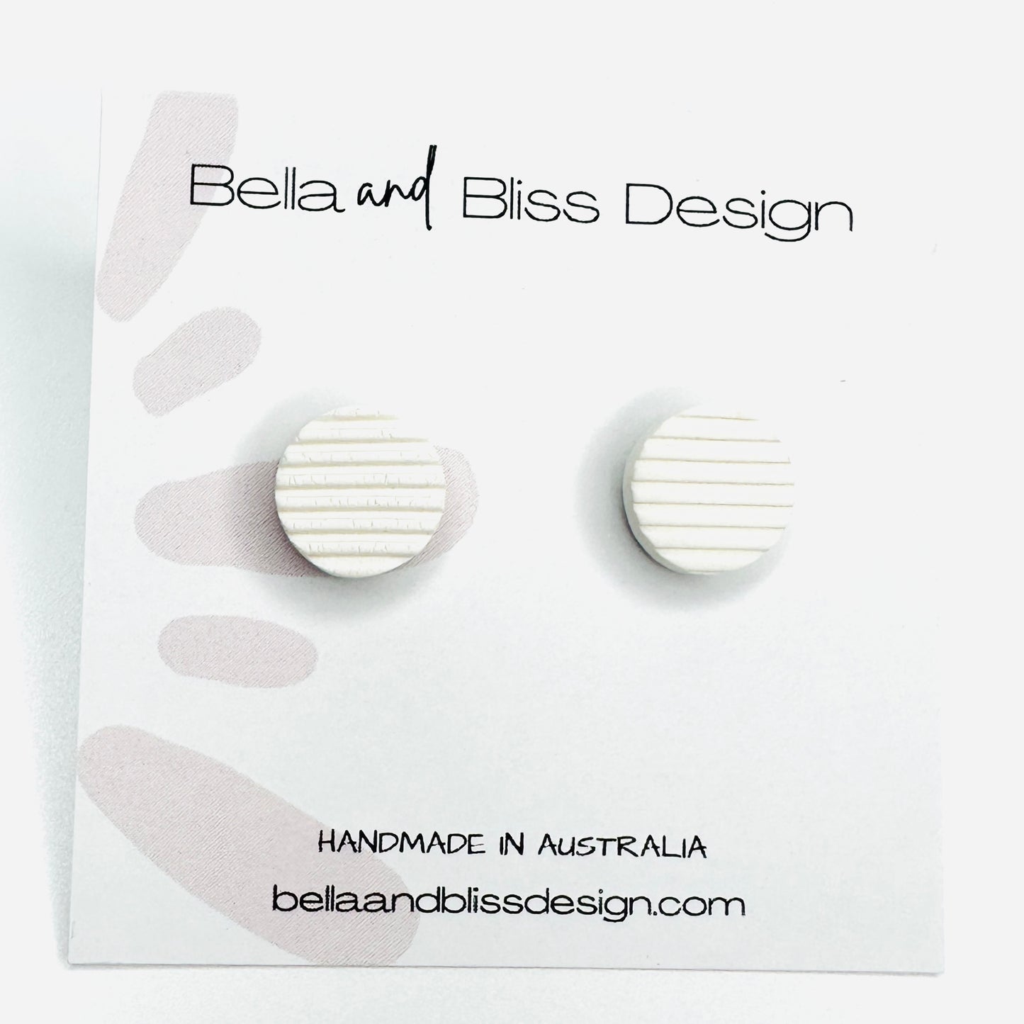 Melody // Stud Earrings // Embossed Line Green, Black, White, Jade, Brown, Peach, Pink, Lilac, Blue, Cream
