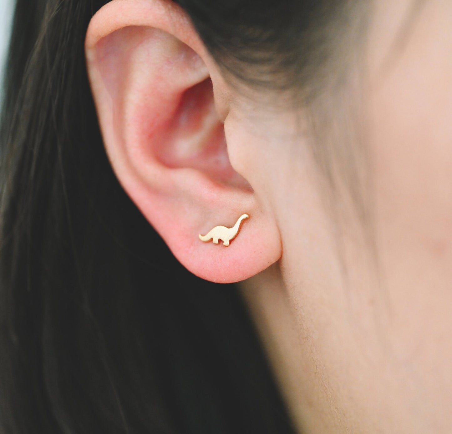 Dinosaur // Mini Stud Earrings // Gold