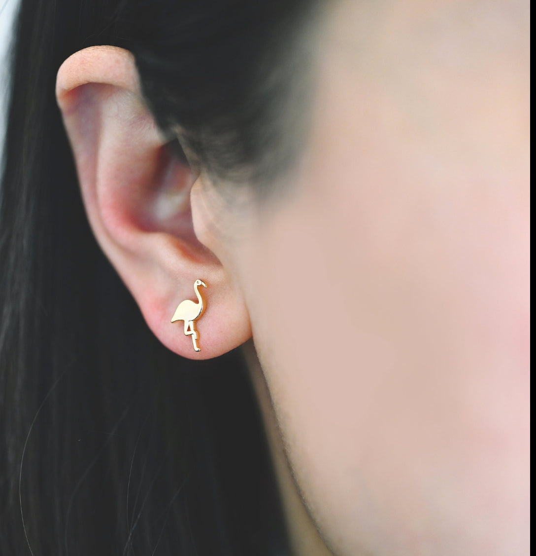 Flamingo // Mini Stud Earrings // Gold