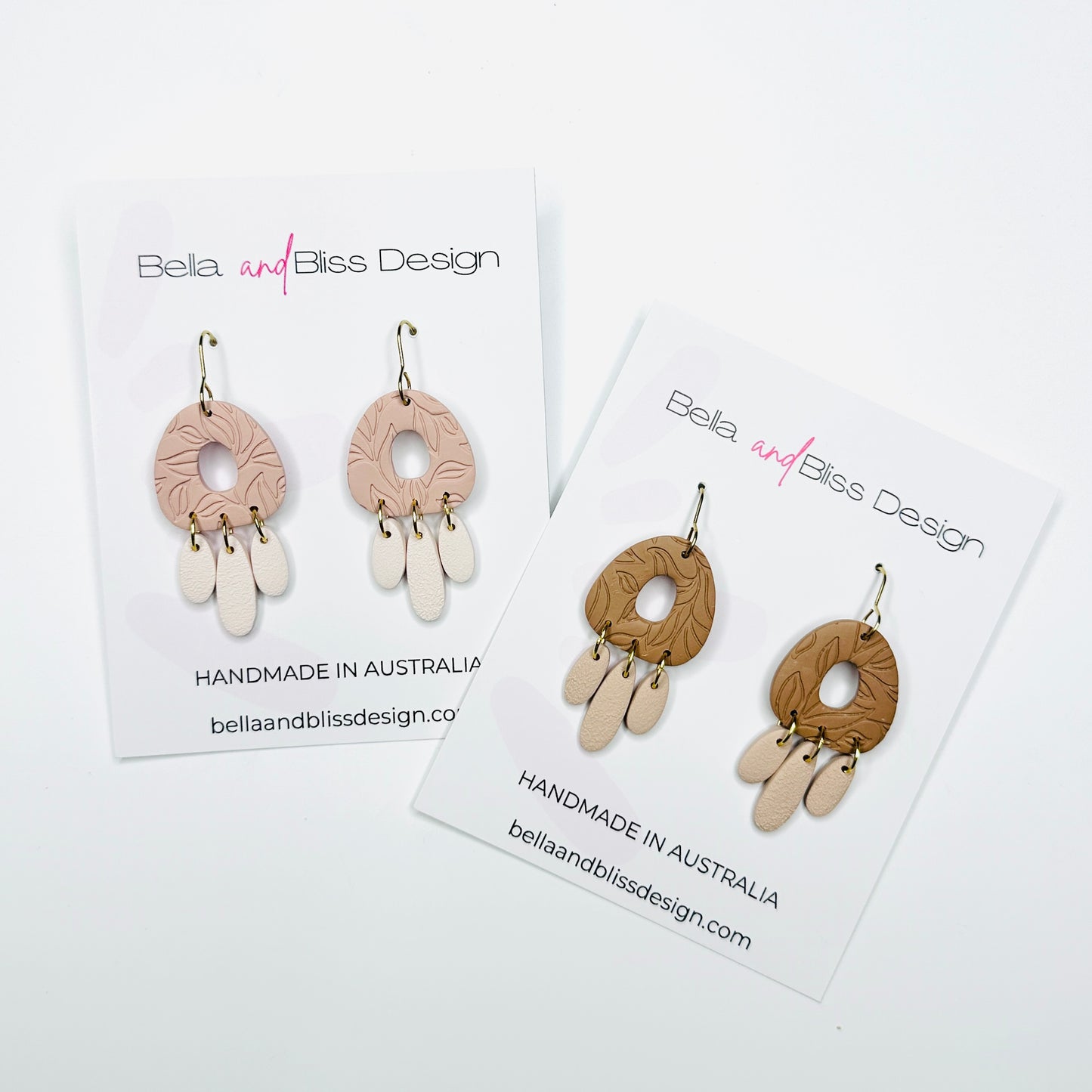 Sadie // Clay Dangle Earrings // Nude and Brown