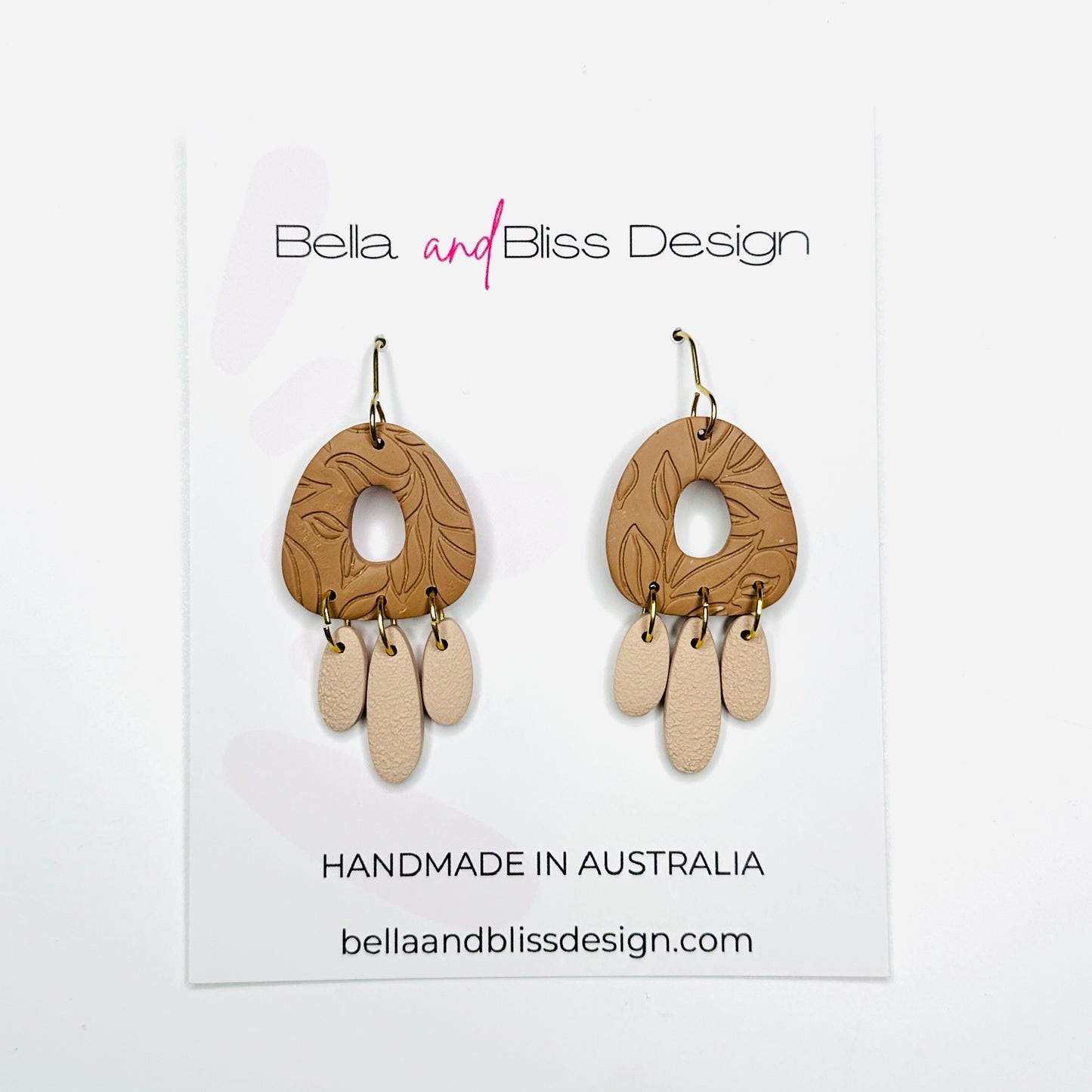 Sadie // Clay Dangle Earrings // Nude and Brown