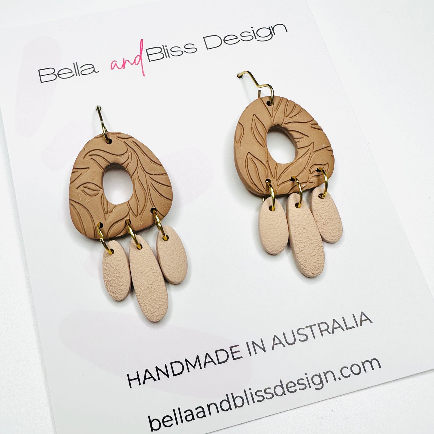 Sadie // Clay Dangle Earrings // Nude and Brown