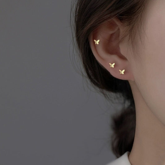Tiny Butterfly // Mini Stud Earrings // Gold