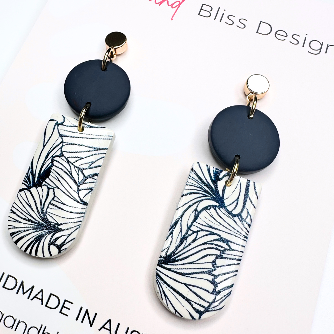 Navy and white earrings
