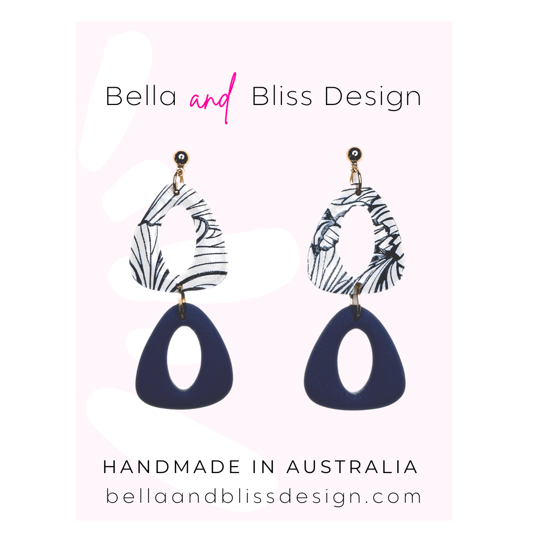 Navy and White earrings