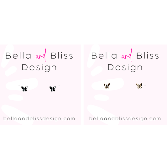Bella and Bliss Design logo with butterflies on a white background