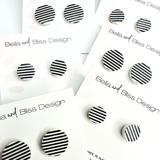 Black and white striped studs