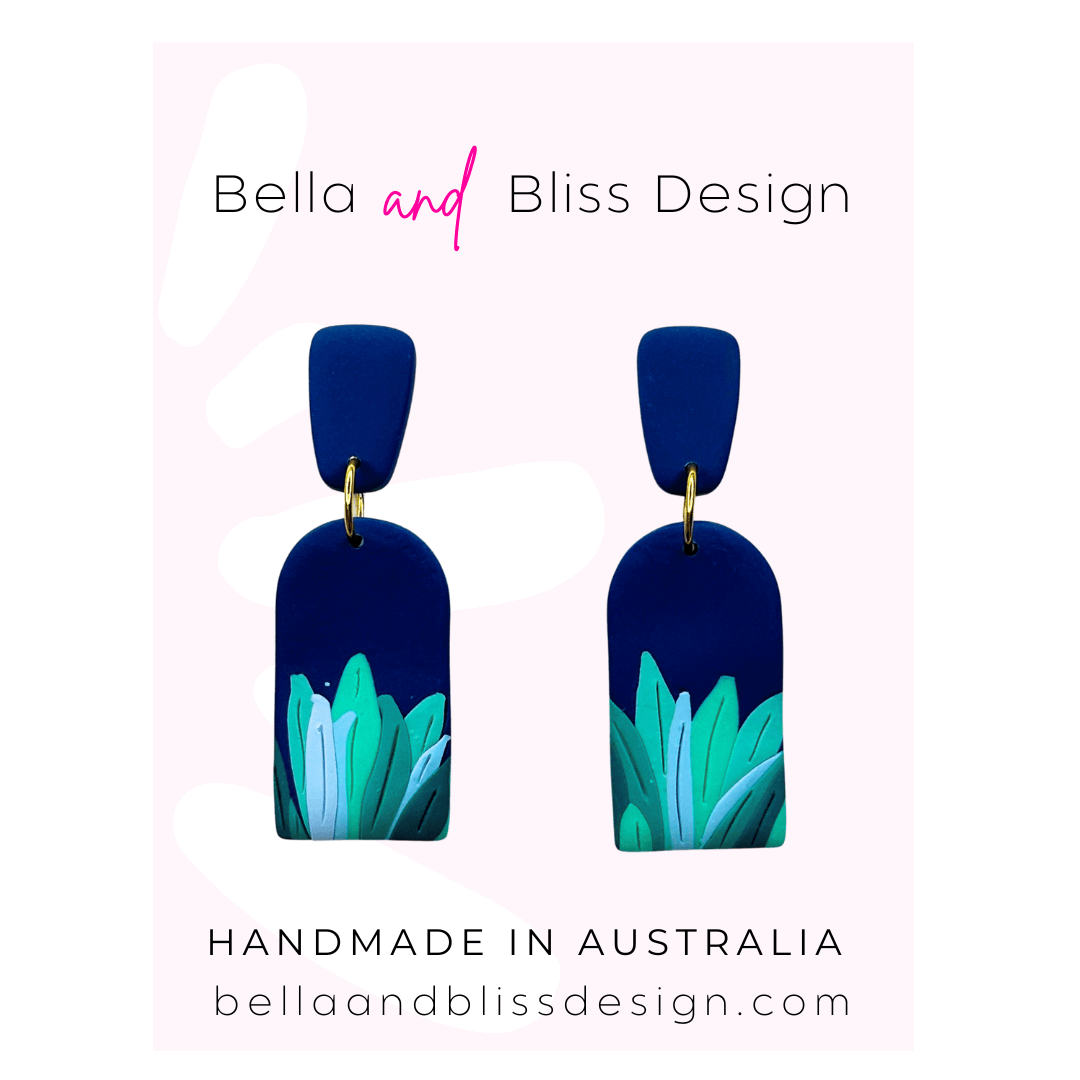 Navy and geen earrings