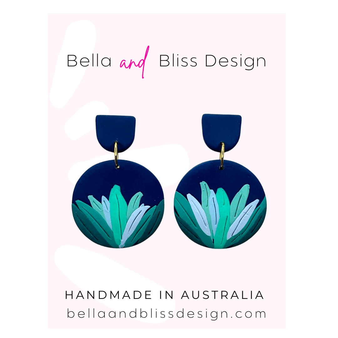 Navy and geen earrings