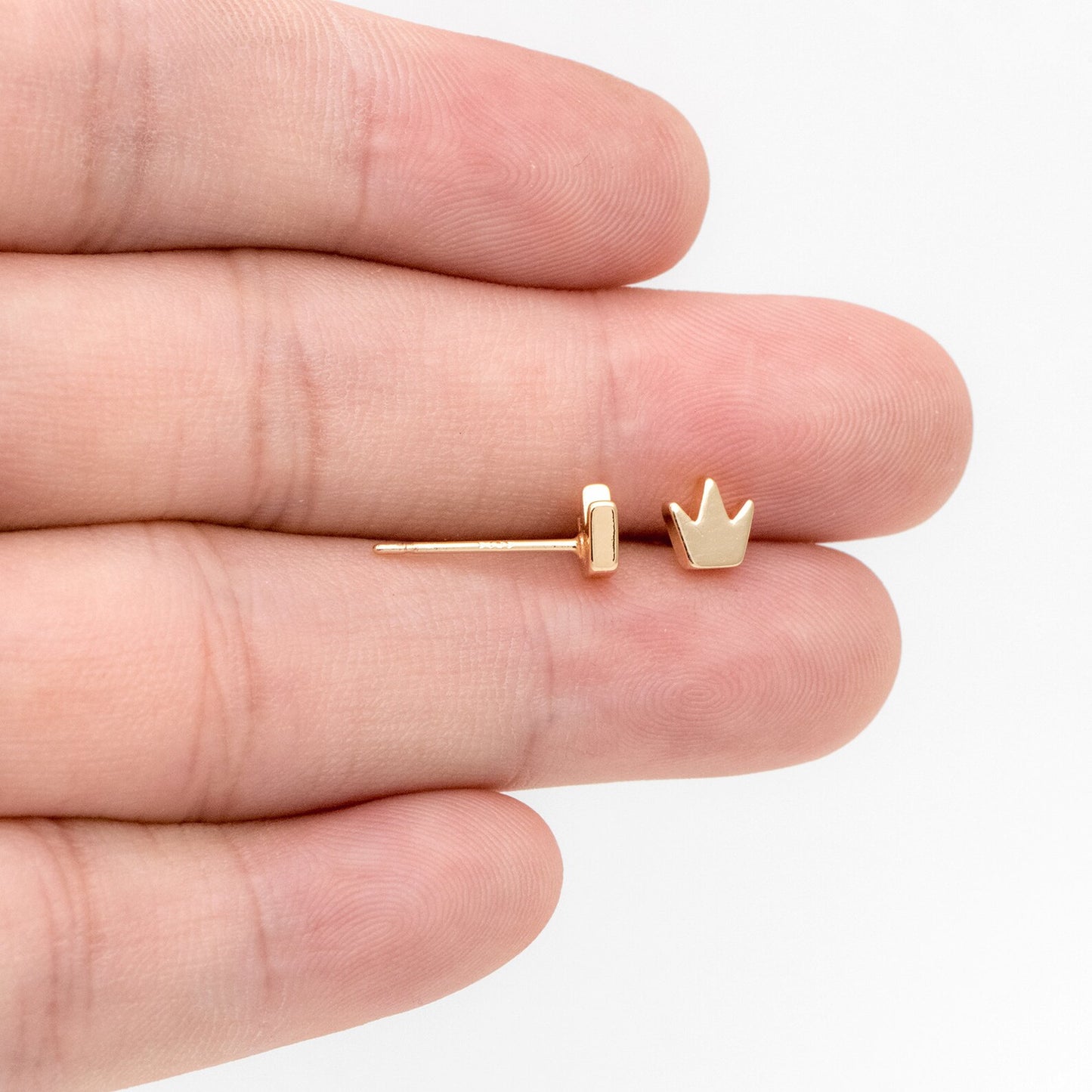 Crown // Mini Stud Earrings // Gold