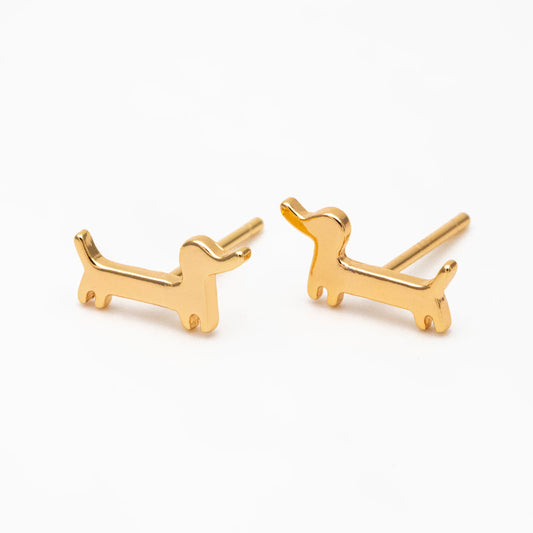 Dachshund // Mini Stud Earrings // Gold